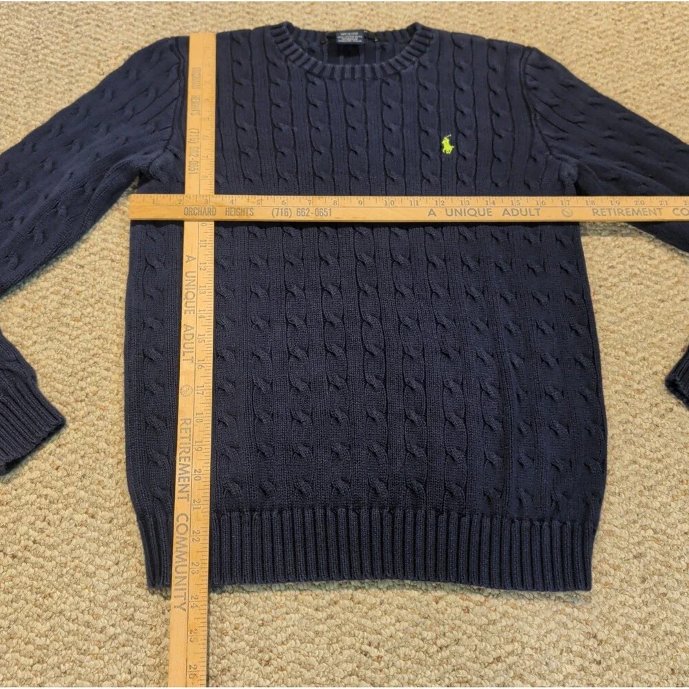 Ralph Lauren Sport Cable Knit Sweater Womens XL Blue Preppy Academia Classic